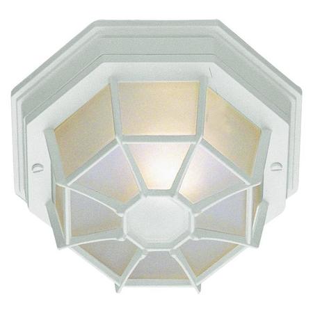 TRANS GLOBE One Light White Frosted Spider Web Octagon Glass Outdoor Flush Mount 40582 WH